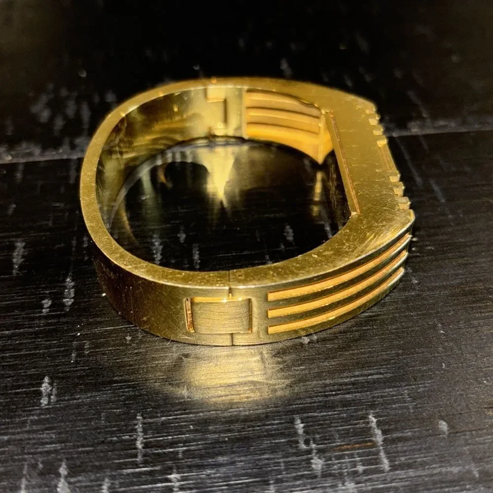 Tory Burch Gold Tone Fitbit Metal Bracelet Geometric Keeper Holder